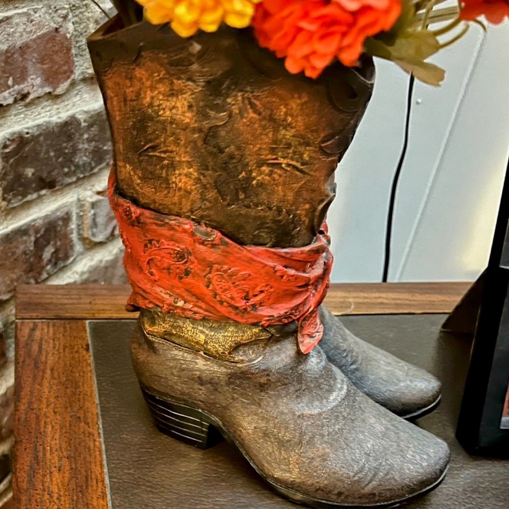 Western Boots Vase